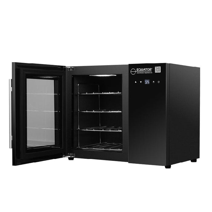 Equator Advanced Appliances - 22" 12-Bottle Single-Zone Sleek Black Wine Cooler w/ Stainless Steel Handle (WR 12)