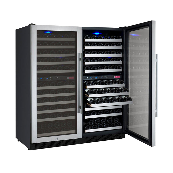 Allavino - 47"  242-Bottle Four-Zone FlexCount II Tru-Vino Side by Side Stainless Steel Wine Cooler (BF 2X-VSWR121-2S20)