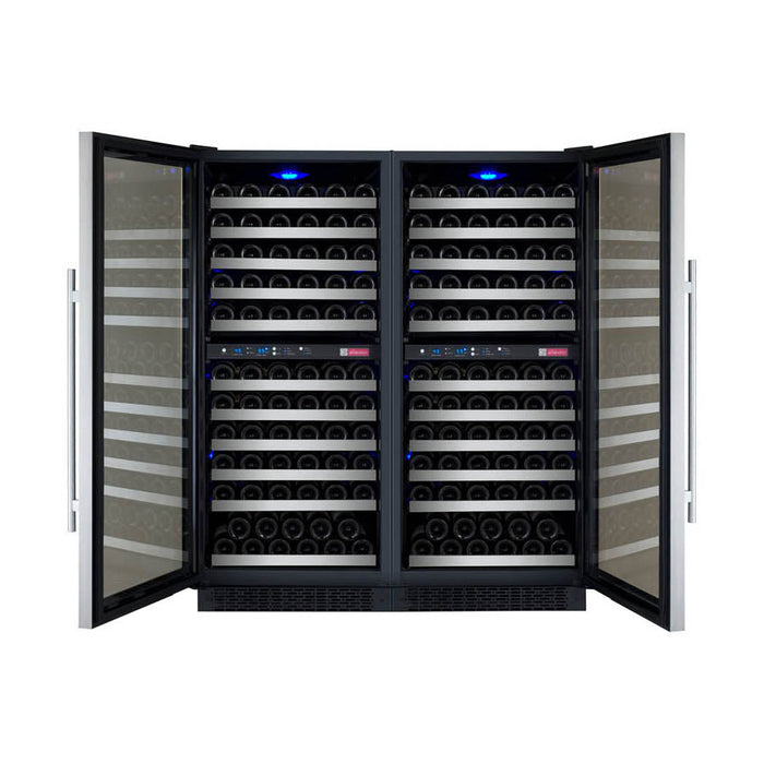 Allavino - 47"  242-Bottle Four-Zone FlexCount II Tru-Vino Side by Side Stainless Steel Wine Cooler (BF 2X-VSWR121-2S20)