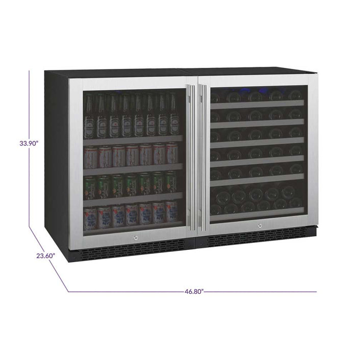 Allavino - 47"  56-Bottle/154 Can Dual-Zone FlexCount II Series Side by Side Wine & Beverage Center (BF 3Z-VSWB24-2S20)