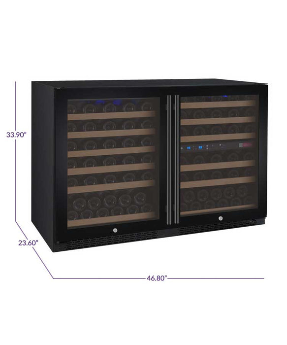 Allavino - 47"  112-Bottle Three-Zone FlexCount II Tru-Vino Side by Side Black Wine Cooler (BF 3Z-VSWR5656-B20)