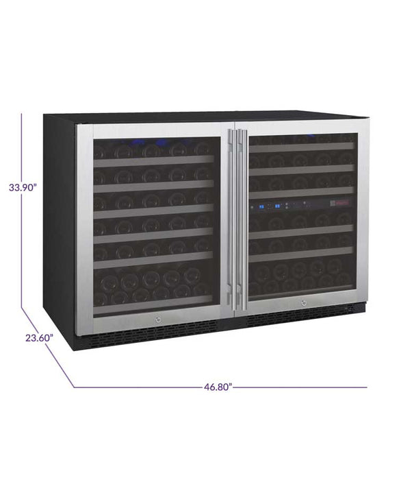 Allavino - 47"  112-Bottle Three-Zone FlexCount II Tru-Vino Side by Side Stainless Steel Wine Cooler (BF 3Z-VSWR5656-S20)