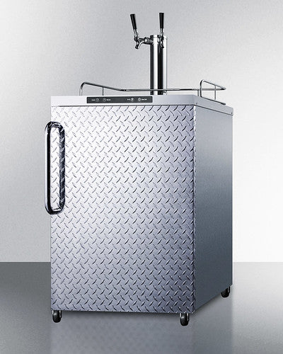 Summit - 24"  Dual-Tap Stainless Steel Outdoor Kegerator w/ Diamond Plate Door (SBC635MOSDPLTWIN)