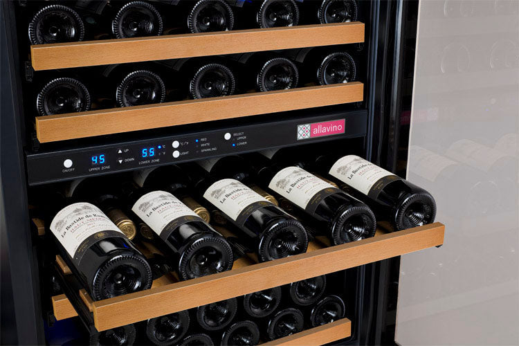 Allavino - 47"  112-Bottle Three-Zone FlexCount II Tru-Vino Side by Side Black Wine Cooler (BF 3Z-VSWR5656-B20)