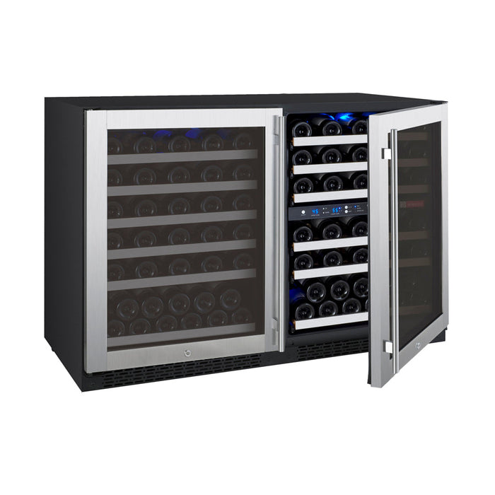 Allavino - 47"  112-Bottle Three-Zone FlexCount II Tru-Vino Side by Side Stainless Steel Wine Cooler (BF 3Z-VSWR5656-S20)