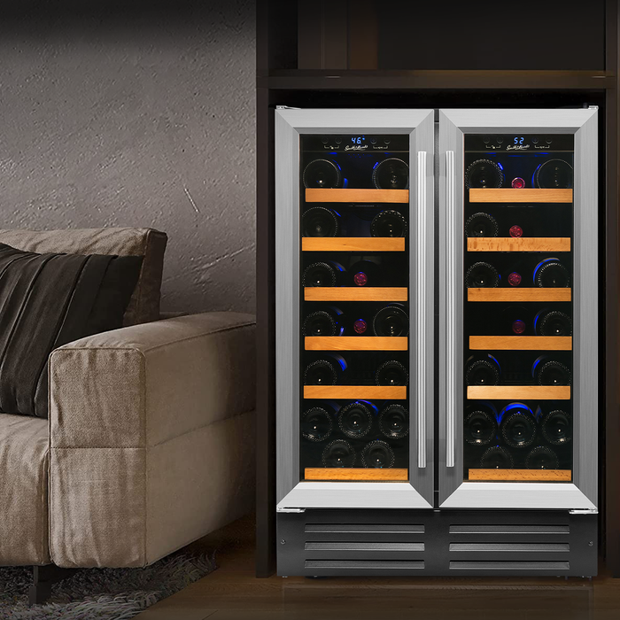 Smith & Hanks - 24" 40 Bottle Dual Zone Stainless Steel Trim French Door Wine Cooler (RE100008)