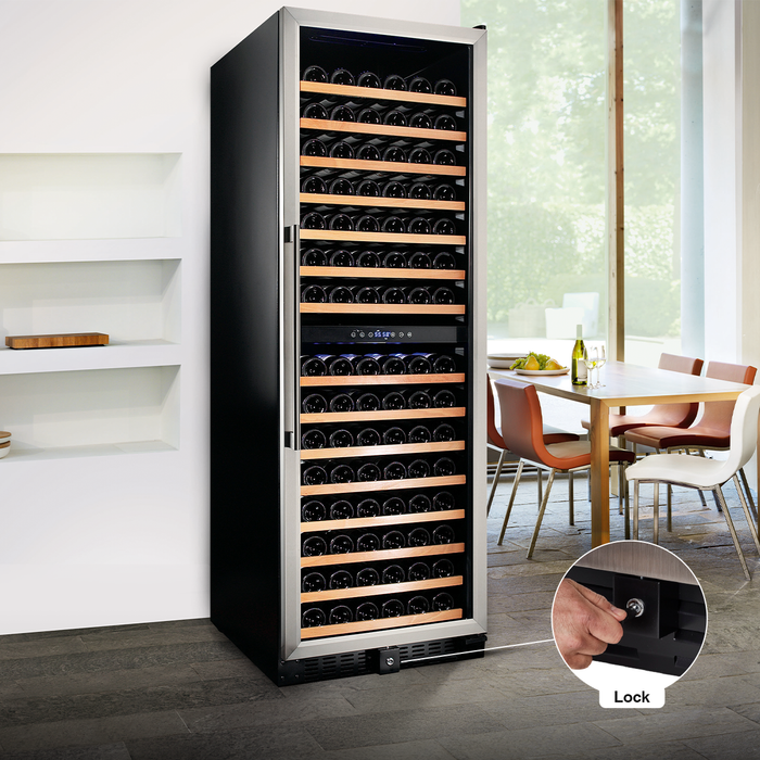 Smith & Hanks - 24" 166 Bottle Premium Dual Zone Wine Cooler with Seamless Stainless Steel Trim Door (RE100041)