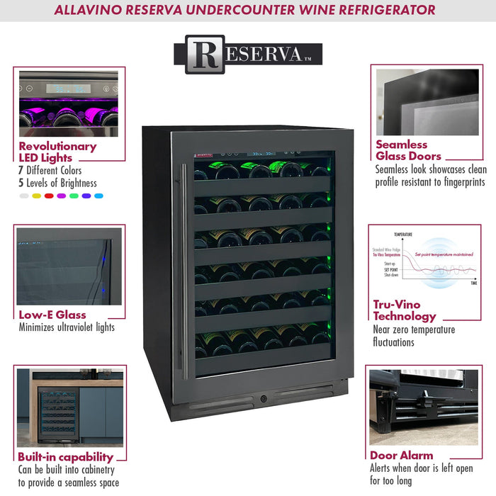 Allavino - 24" 50 Bottle Reserva Series Single Zone Black Stainless Steel Wine Cooler (BDW5034S-1BSR)