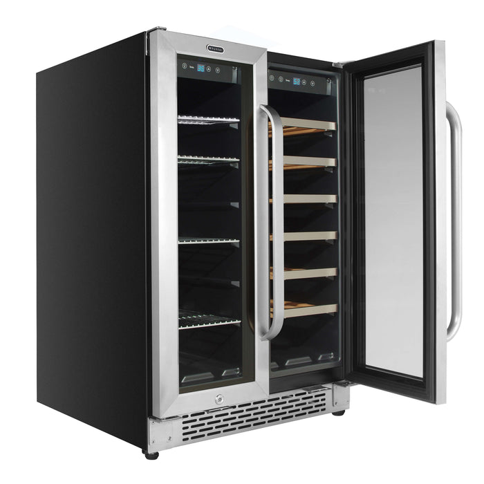 Whynter - 24" 20-Bottle/60 Can Dual-Zone French Door Wine & Beverage Center (BWB-2060FDS)