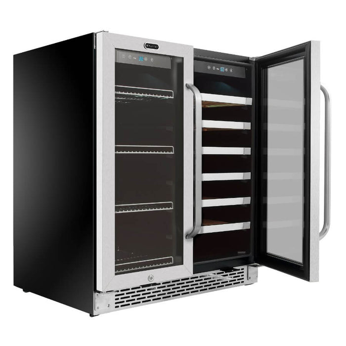 Whynter - 30" 33-Bottle/88 Can Dual-Zone Built-in French Door Wine & Beverage Center (BWB-3388FDS)