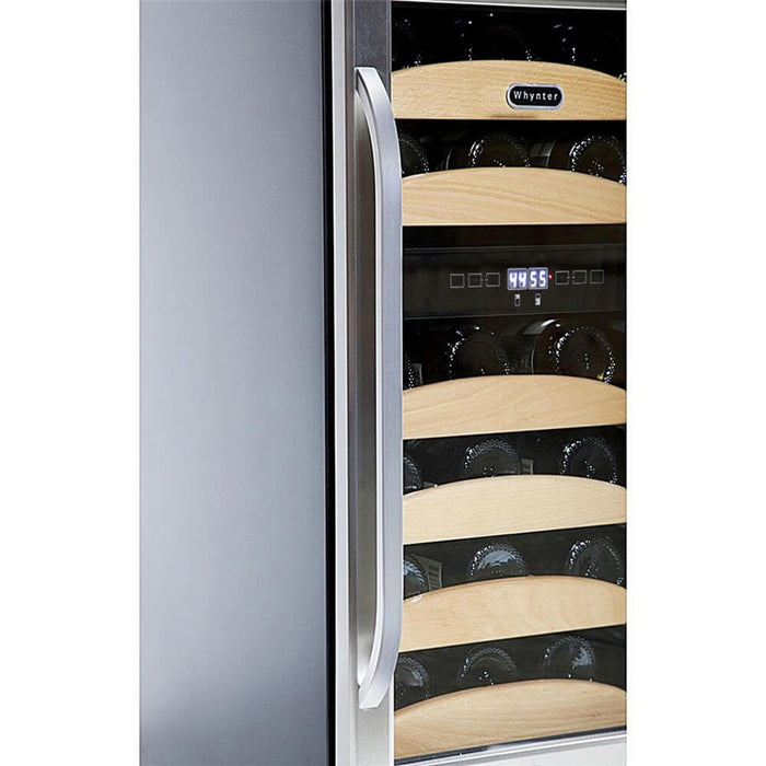 Whynter - 15" 28-Bottle Dual-Zone Built-in/Freestanding Sleek Black Wine Cooler w/ Stainless Steel Trimmed Glass Door (BWR-281DZ)