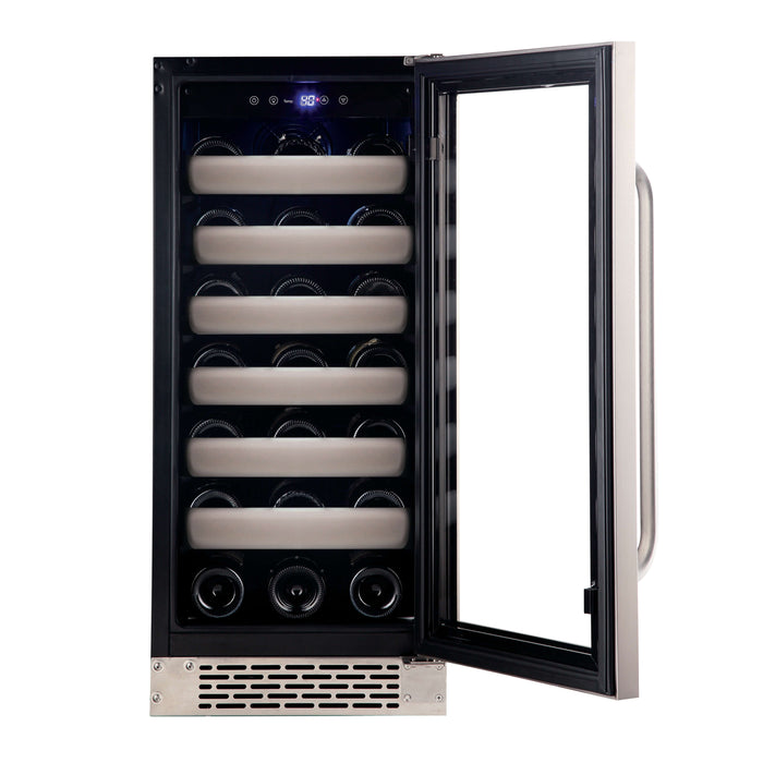 Whynter - 15" Elite Series 33-Bottle Single-Zone Freestanding/Built-In Wine Cooler w/ Seamless Stainless Steel Glass Door (BWR-331SL)