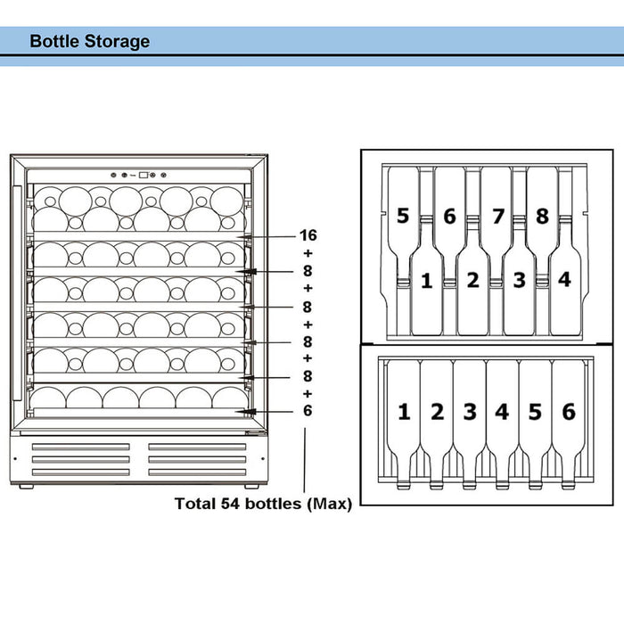 Whynter - 24" 54-Bottle Single-Zone Stainless Steel Wine Cooler (BWR-541STS)