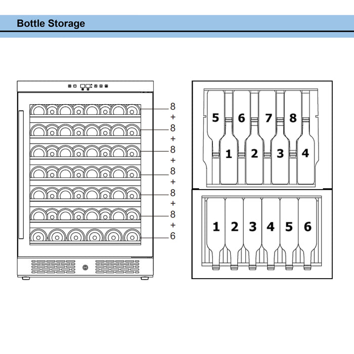 Whynter - 24" 54-Bottle Single-Zone Built-in/Freestanding Stainless Steel Wine Cooler w/ Elite Spectrum Lightshow (BWR-545XS)