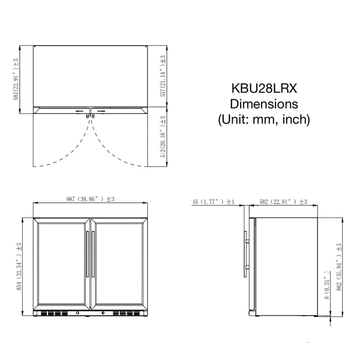 KingsBottle - 39" Dual-Zone Built-in/Freestanding Wine & Beverage Center (KBU28LRX)