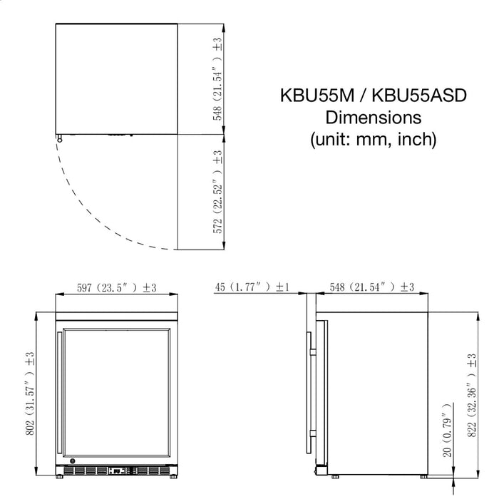 KingsBottle - 24" Outdoor Built-in/Freestanding Stainless Steel Beverage Center (KBU55ASD)