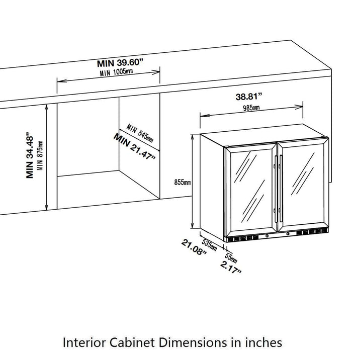 KingsBottle - 39" Dual-Zone Built-in/Freestanding Wine & Beverage Center (KBU28LRX)