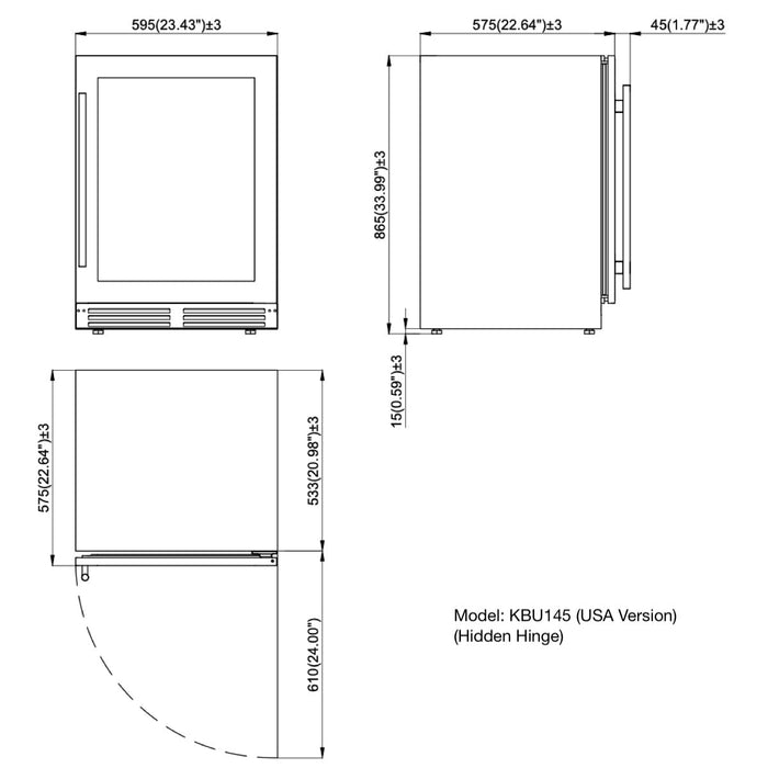 KingsBottle - 24" 161 Cans UnderCounter/Freestanding Low-E Glass Door Beverage Center (KBU145BX)