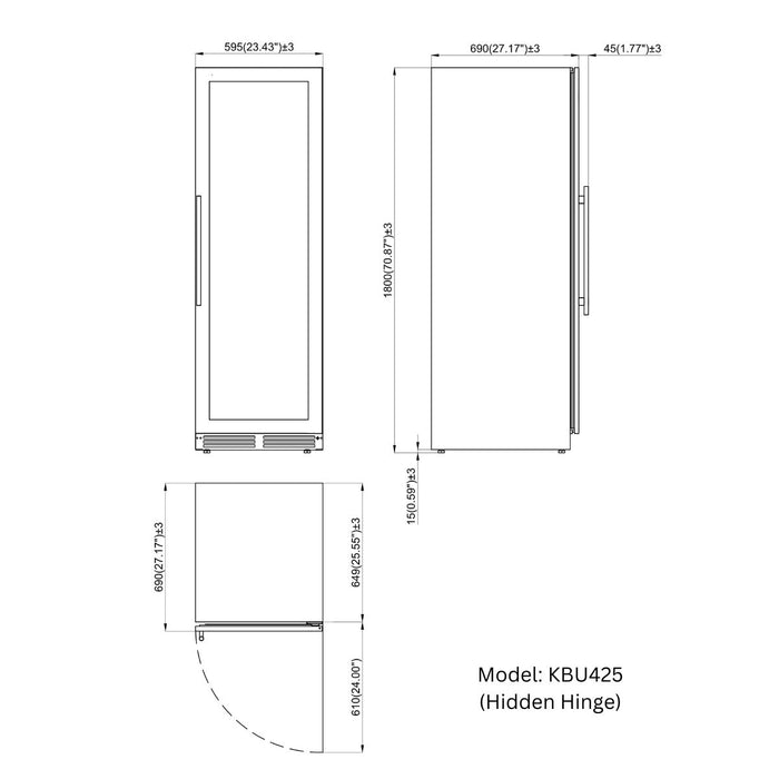 KingsBottle - 24" Built-in/Freestanding Beverage Center with Low-E Glass Door (KBU425BX)