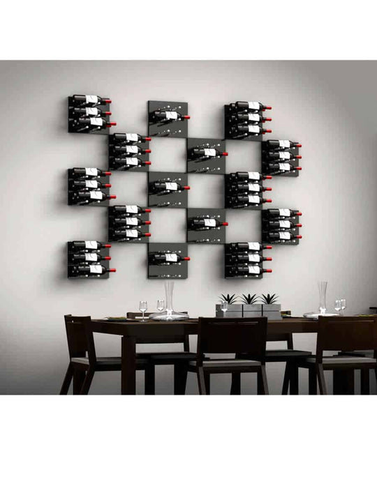 Ultra Wine Racks HZ Fusion Panel Wine Rack w/ LED Option — Black Acrylic (3 To 9 Bottles)