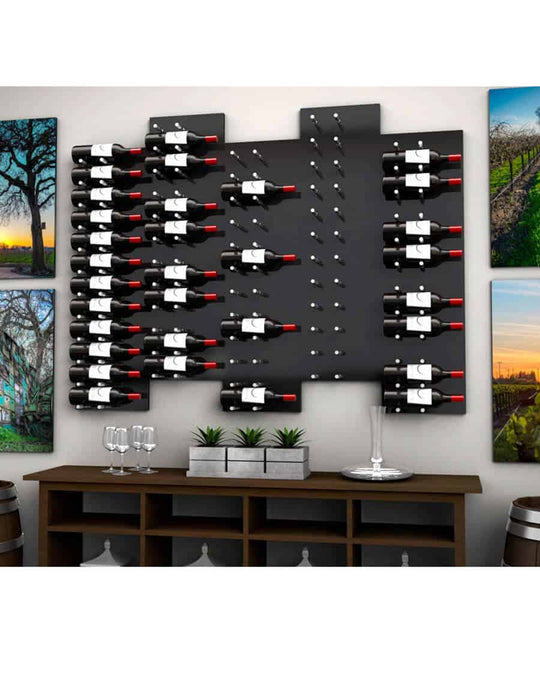 Ultra Wine Racks Fusion HZ Label-Out Wine Wall Black Acrylic (4 Foot) w/ LED Option