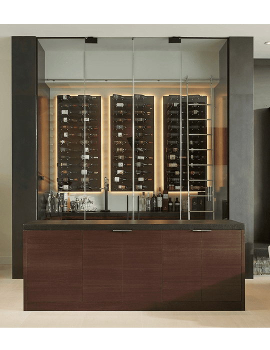 Ultra Wine Racks Fusion HZ Label-Out Wine Wall Black Acrylic (4 Foot) w/ LED Option