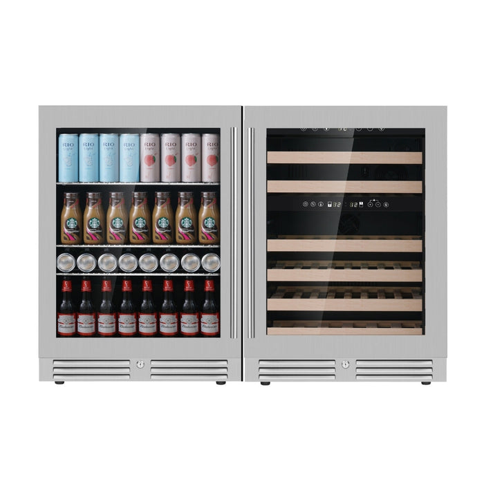 KingsBottle - 48" UnderCounter/Freestanding Side by Side Wine and Beverage Center (KBU145BW3)