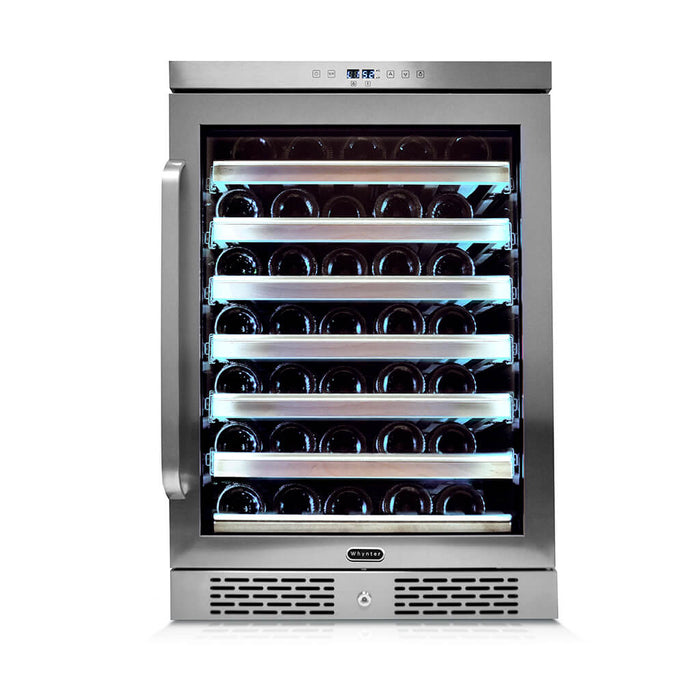 Whynter - 24" 54-Bottle Single-Zone Built-in/Freestanding Stainless Steel Wine Cooler w/ Elite Spectrum Lightshow (BWR-545XS)