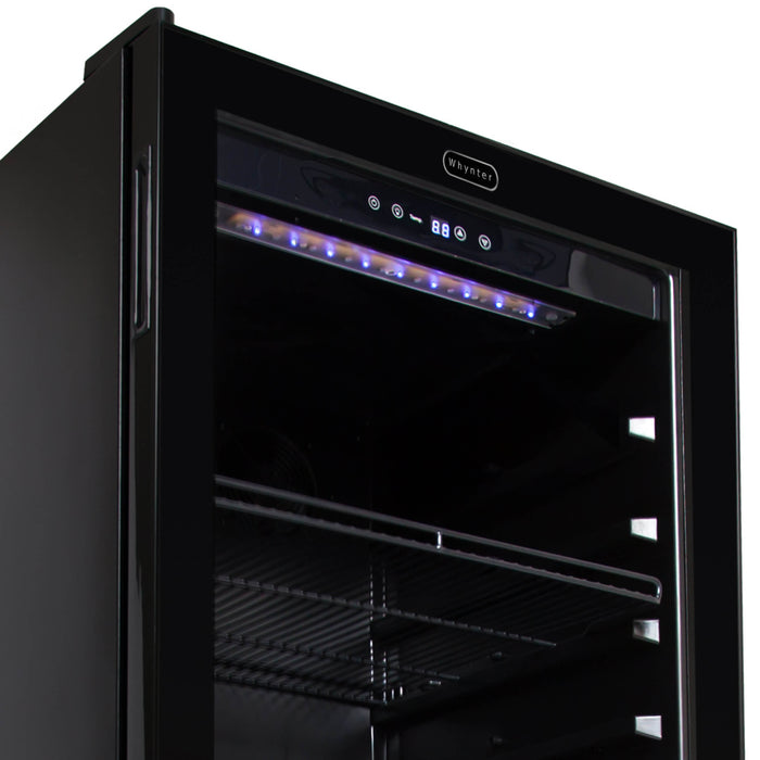 Whynter - 24" 124-Bottle Single-Zone Freestanding Black Wine Cooler (FWC-1201BB)