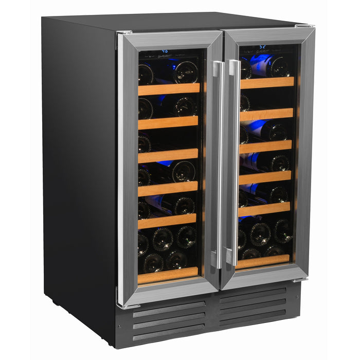 Smith & Hanks - 24" 40 Bottle Dual Zone Stainless Steel Trim French Door Wine Cooler (RE100008)