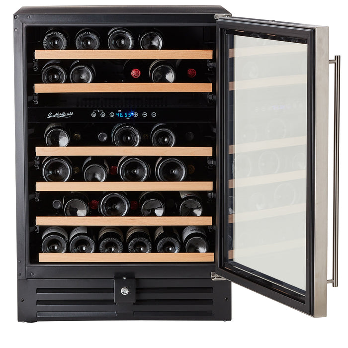 Smith & Hanks - 24" 46 Bottle Premium Dual Zone Under Counter Wine Cooler with Seamless Stainless Steel Trim Door (RE100009)