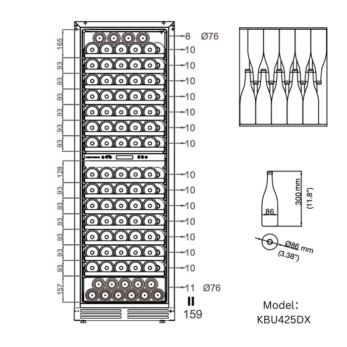 KingsBottle - 24" Dual Zone Wine Cooler with Low-E Glass Door (KBU425DX)