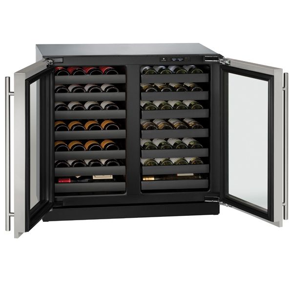 U-Line - 36" 3000 Series Dual-Zone Wine Cooler w/ French Door (3036WCWC)