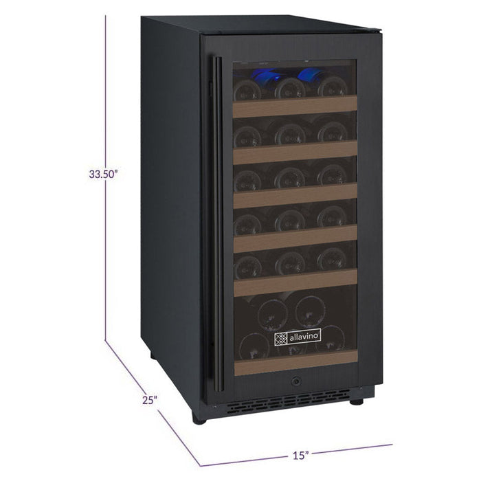 Allavino - 15"  30-Bottle Single-Zone FlexCount II Tru-Vino Black Wine Cooler (AO VSWR30-1BR20)