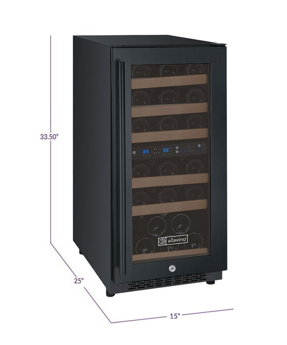 Allavino - 15"  30-Bottle Dual-Zone FlexCount II Black Wine Cooler (AO VSWR30-2BR20)