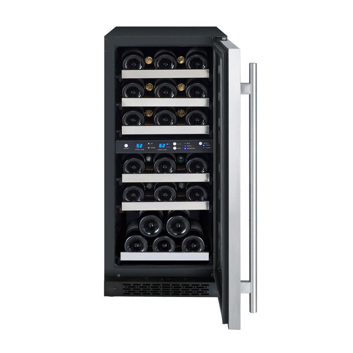 Allavino - 15" 30-Bottle Dual-Zone Stainless Steel Wine Cooler (AO VSWR30-2SR20) - FlexCount II Tru-Vino Technology