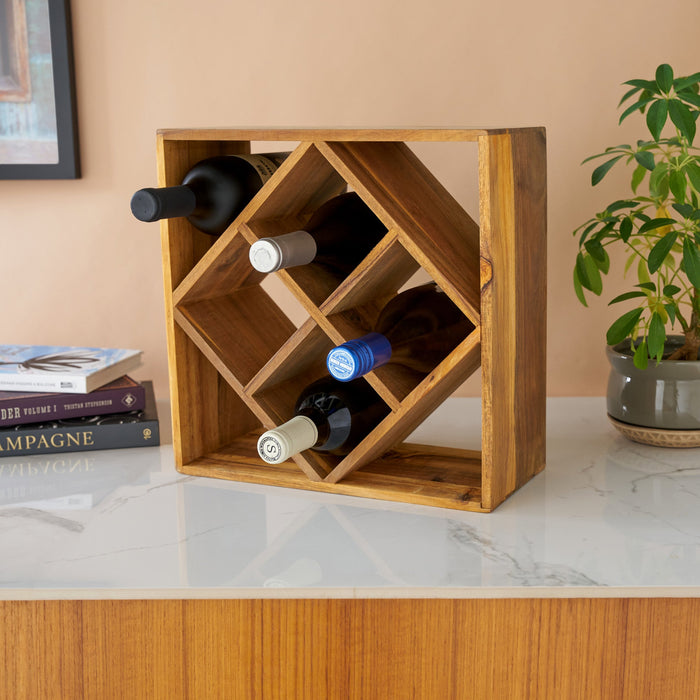 Acacia Wood Lattice Wine Rack by Twine® (5911)