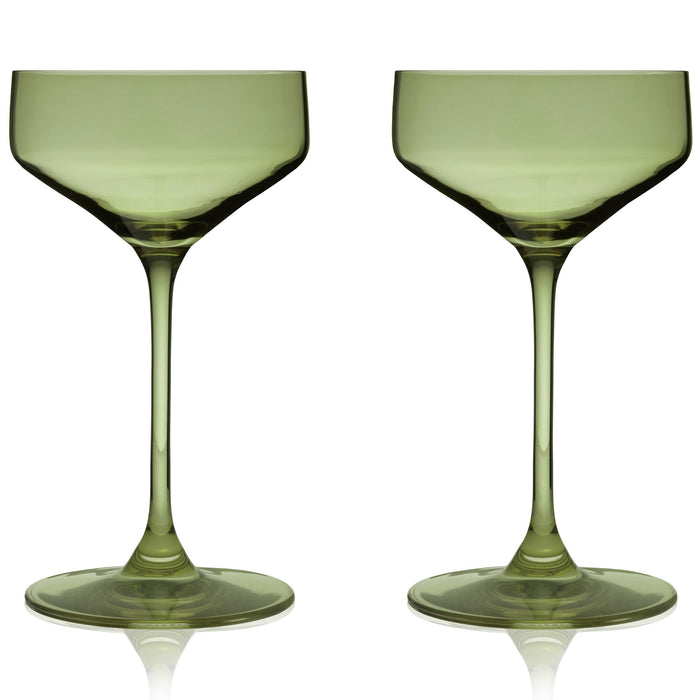 Reserve Nouveau Crystal Coupes in Sage by Viski (set of 2)