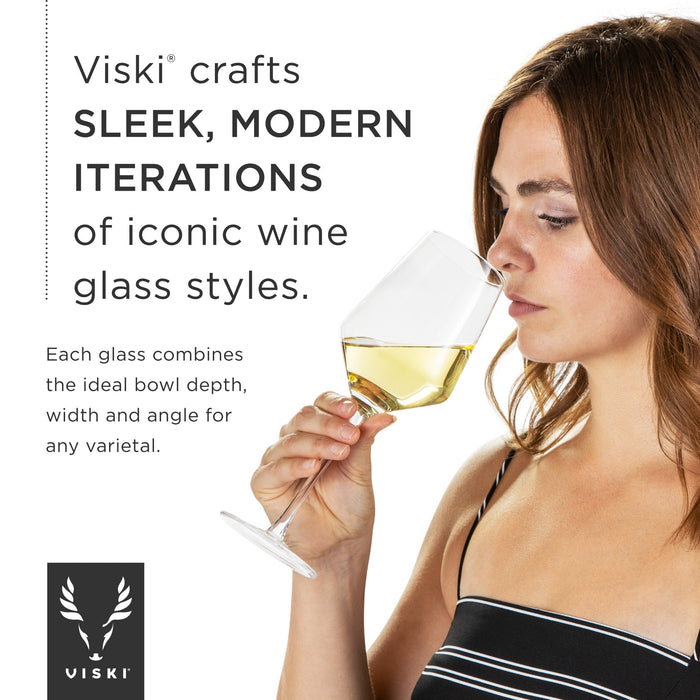 Angled Crystal Burgundy Glasses by Viski® (4532)