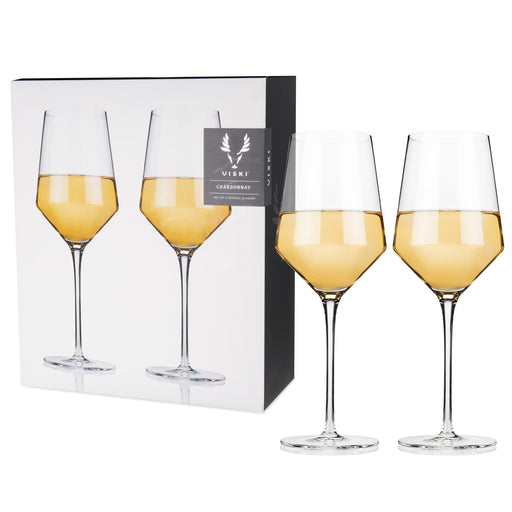 Angled Crystal Chardonnay Glasses by Viski® (4529)