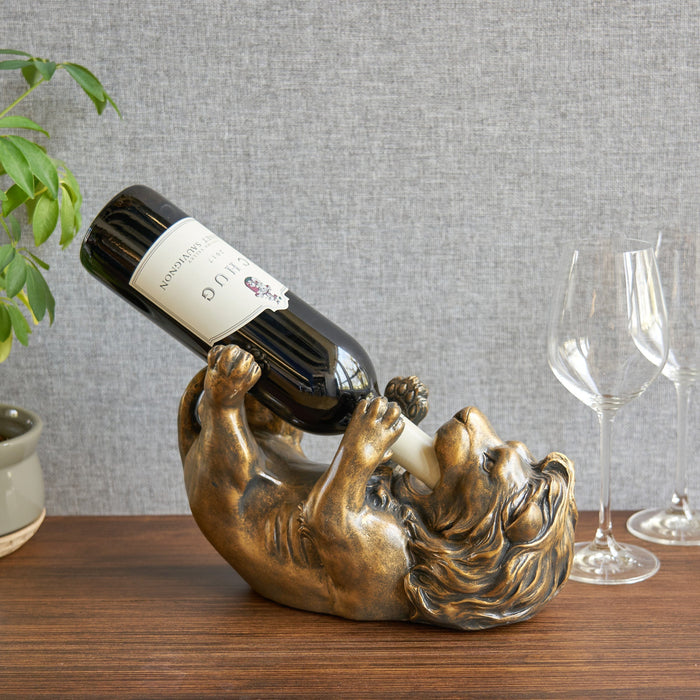 Antiqued Bronze Lion Wine Bottle Holder - Shop Online Now - USA