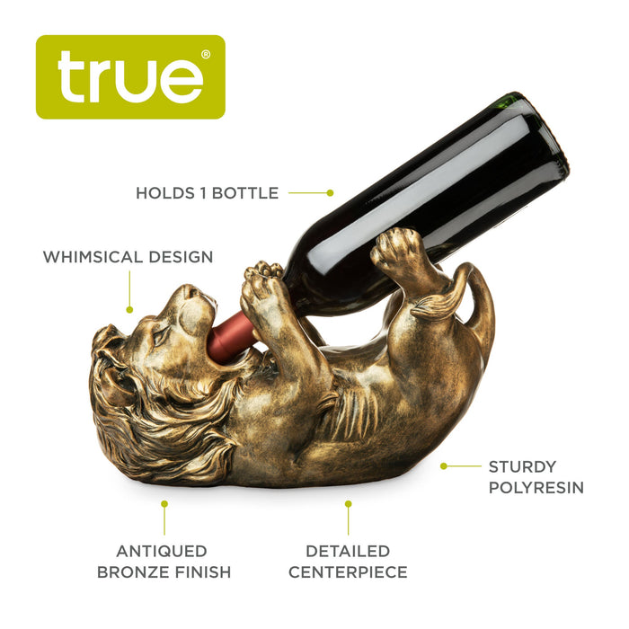 Antiqued Bronze Lion Wine Bottle Holder - Shop Online Now - USA