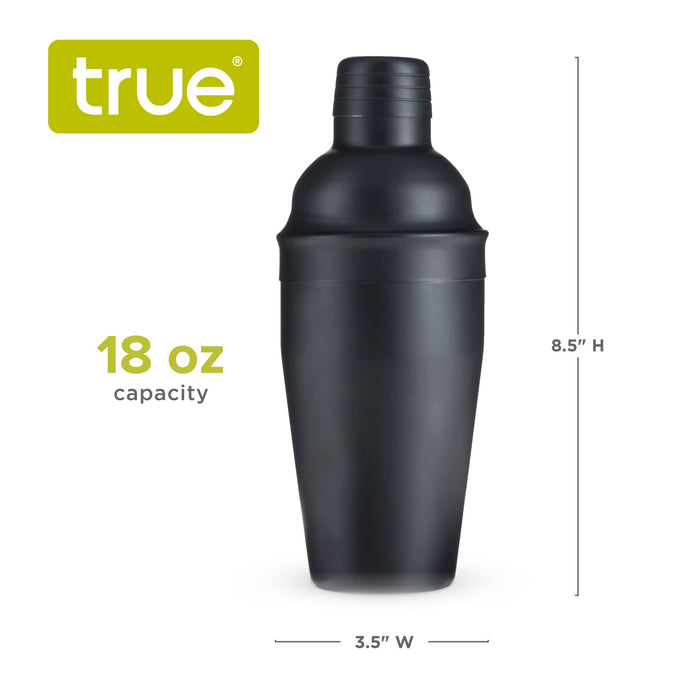 Ash: 18-Ounce Matte Black Cocktail Shaker by True (7867)