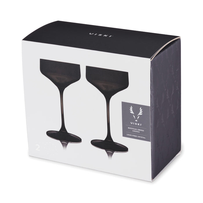 Reserve Nouveau Crystal Coupes in Smoke by Viski (set of 2)