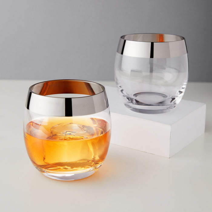 Chrome Rim Crystal Tumblers by Viski® (3468)