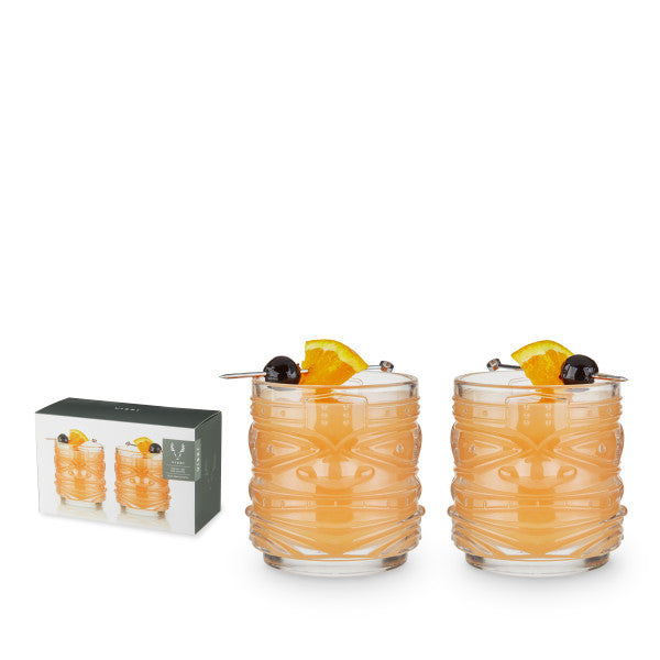 Pacific Crystal Tiki Lowball Tumblers Viski® (10865)