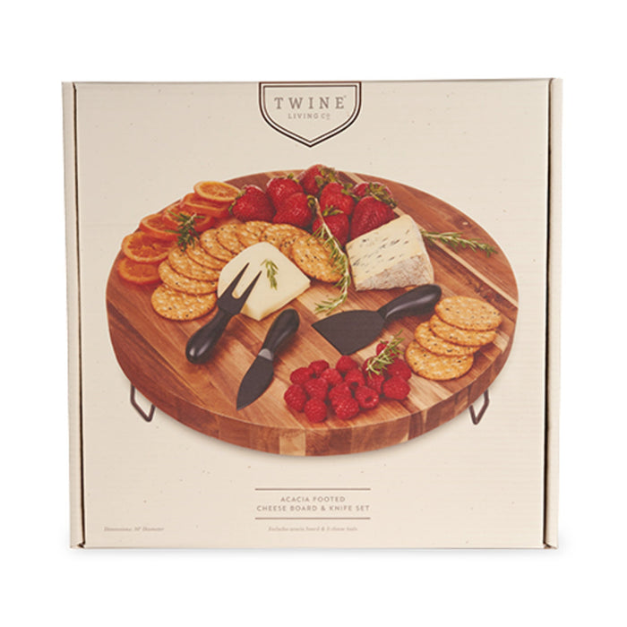 Acacia Footed Cheese Board & Knife Set by Twine Living®