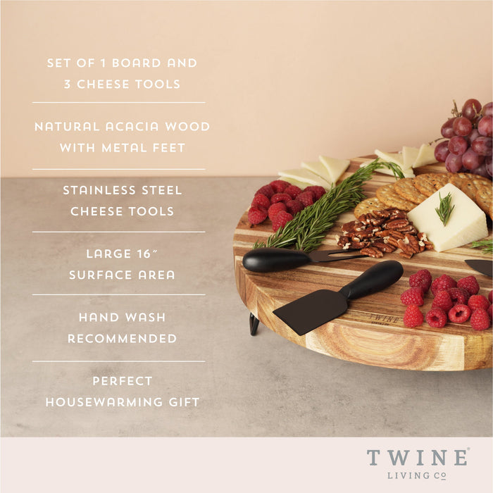 Acacia Footed Cheese Board & Knife Set by Twine Living®