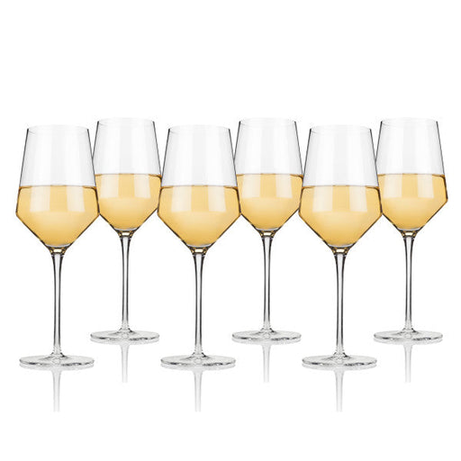 Angled Crystal Chardonnay Glasses (Set of 6) by Viski (10850)