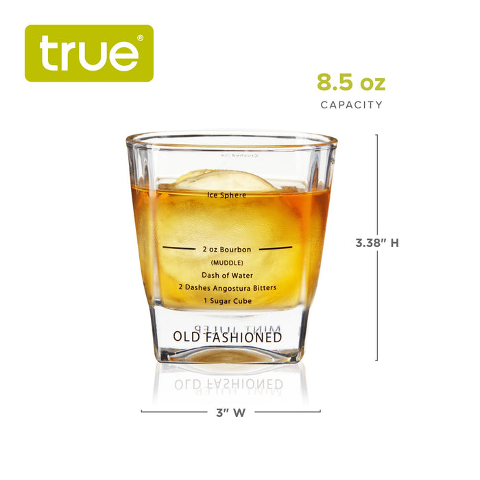 Recipe Rocks Glasses, Set of 4 by True (10975)